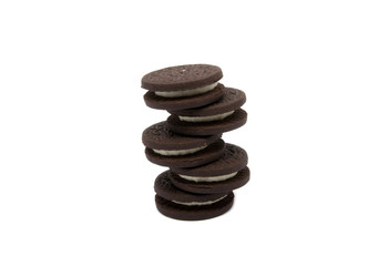 Sandwich black cookies isolated on the white