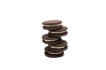 Sandwich black cookies isolated on the white