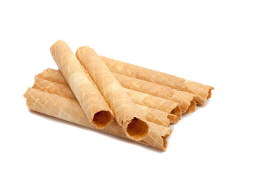 Waffle rolls isolated on the white background