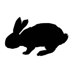 Silhouette of a sitting up rabbit, vector illustration