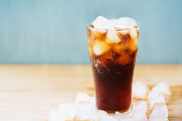 glass of ice cola drink 