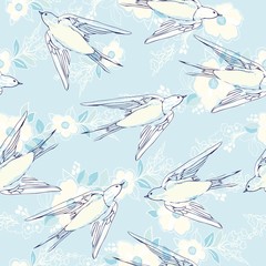 vintage pattern with little swallows