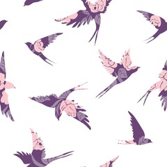 Obraz premium vintage pattern with little swallows