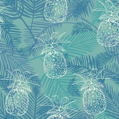 Vector Seamless Pattern with Pineapples