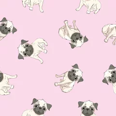 Printed kitchen splashbacks Dogs Vector seamless pattern with cute cartoon dog puppies. Can be used as a background, wallpaper, fabric and for other design.French Bulldog pattern