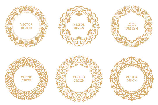 Set of circular baroque patterns