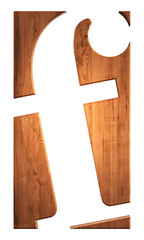 Dark wood alphabet, isolated on a white background. 3D Illustration.