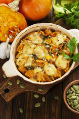 Chicken baked with pumpkin