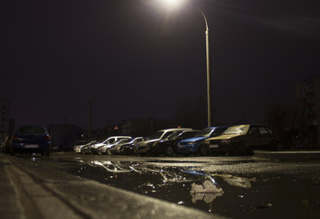 Parking of the city at night in long exposure © alex