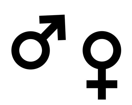 Symbol f&uuml;r m&auml;nnlich und weiblich auf weiss