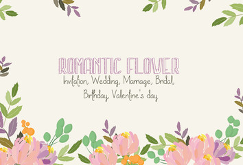 Romantic Flower. Invitation. Wedding, marriage, bridal, birthday, Valentine's day