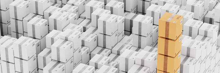 Infinite shipping boxes, transportation and logistics concept, original 3d rendering illustration