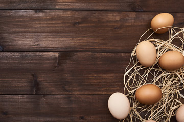 Fresh eggs over background