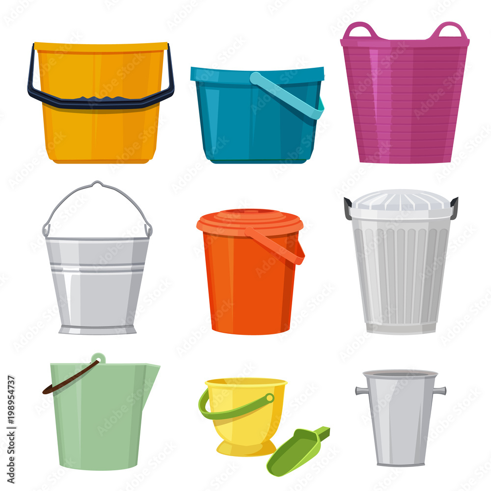 Wall mural different buckets. vector set isolate