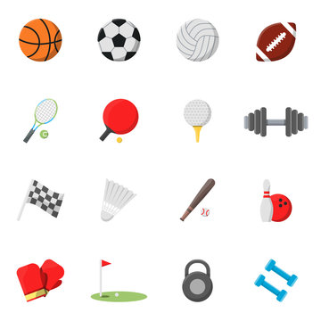 Sports icons set. Vector pictures in flat style
