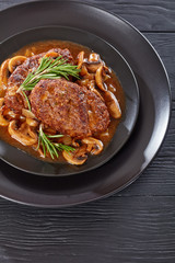 hot savory juicy salisbury beef steaks