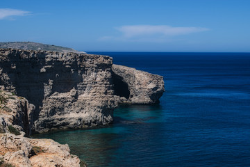 Fototapeta na wymiar Natural Caves and Cliffs in Mellieha, Malta