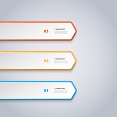 Colorful Modern Paper Cut Style Infographics Design - Horizontal Numbered Arrow Shaped List Items