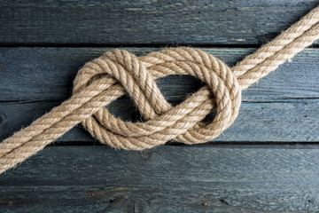 Double Figure Eight knot. Rope node - 198956317