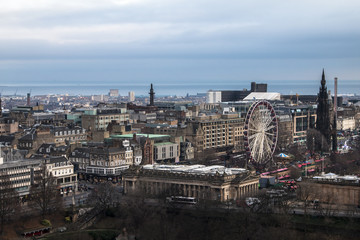 Fototapeta premium Edinbrugh city skyline as viewed from Edinbrugh Castle, Scotland UK