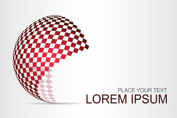  Abstract technology logo stylized spherical surface with abstract shapes.