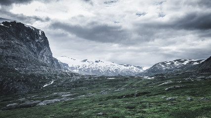 Peaks covered with snow