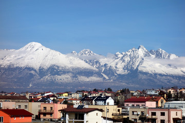 Fototapeta na wymiar View of the High Tatras from Poprad