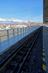 Fototapeta premium Railway station, direction of High Tatra