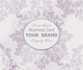 Business card with vintage baroque element. Vector
