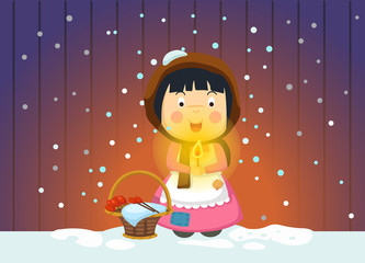 illustration of isolated the little match girl fairy tale vector