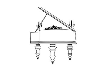 outline piano vector