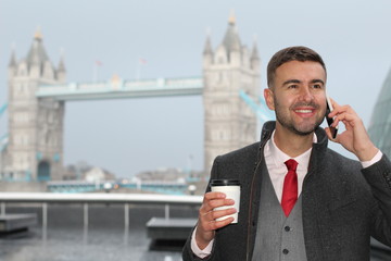 Energetic ethnic businessman showing a positive emotion