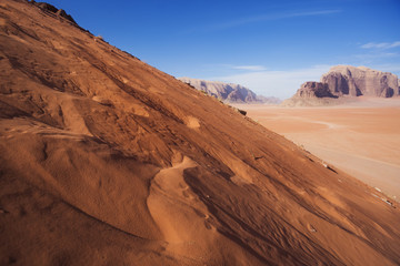 Fototapeta na wymiar Jordan landscape. Dune in the Wadi Ram desert.