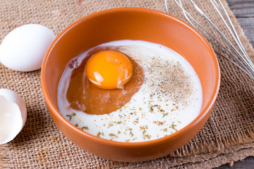 Egg with milk and spices