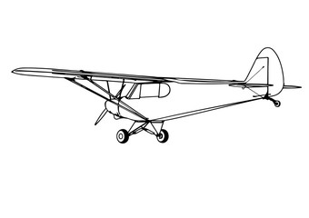 Fototapeta na wymiar sketch plane with propeller vector