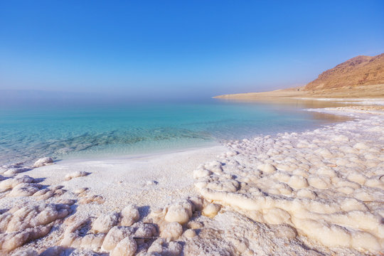Fototapeta Jordan landscape. Shore of the Dead Sea.