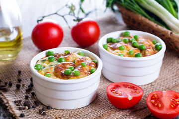 Casserole with cheese and zucchini in baking dish