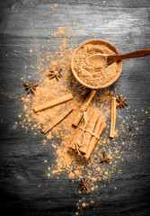 Ground cinnamon in a bowl.