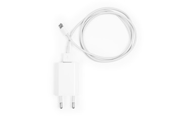 Cable phone chargers isolated on a white background