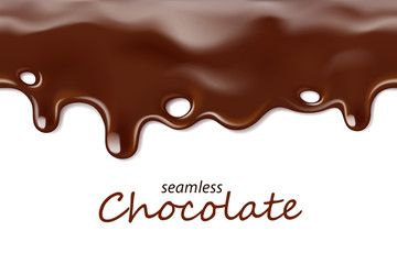 Seamless dripping chocolate repeatable isolated on white