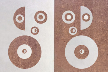 Geometric patterns on the tile half circles circles grey white