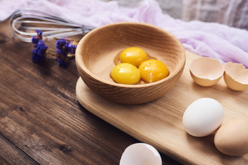 separated egg white and yolk