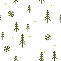 vector seamless pattern of green Christmas trees