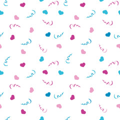 vector seamless pattern pink and blue hearts