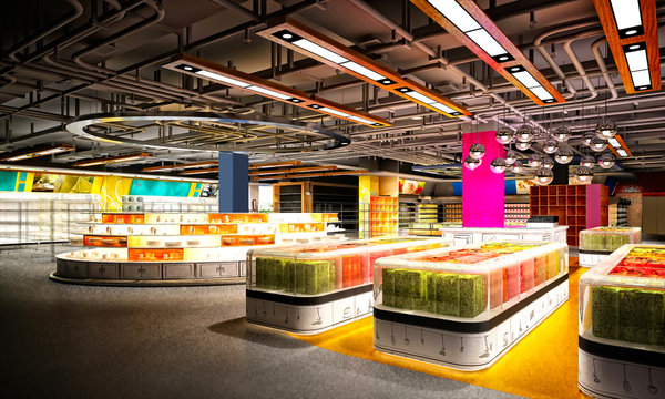 3d render of supermarket