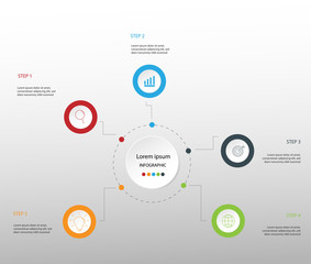 Modern design elements for business Multicolor infographics. Vector template with 5 steps