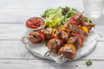 Grilled pork kebabs