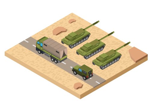 Isometric military army low poly base background