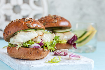 White fish fillet sandwich with tartar sauce