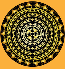 golden plate and bulls